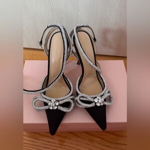 MACH & MACH Black and Silver Embellished Heels